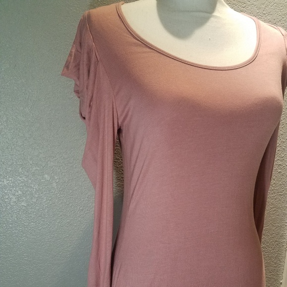 Mauve Ruffled Sleeve Dress - Picture 2 of 7